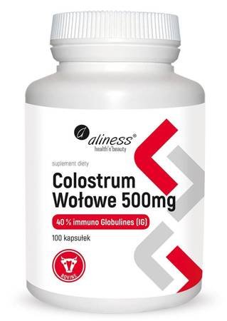 Aliness Colostrum Wołowe IG 40% 500 mg 100 kapsułek