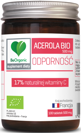 BeOrganic Acerola BIO 500 mg 100 tabletek