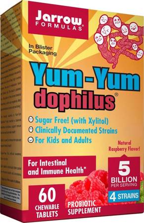 Jarrow Formulas Dophilus Yum-Yum (5 miliardów) Raspberry 60 tabletek do ssania