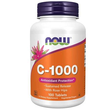 Now Foods Witamina C 1000 mg z Dziką Różą 100 tabletek o przedłużonym wchłanianiu