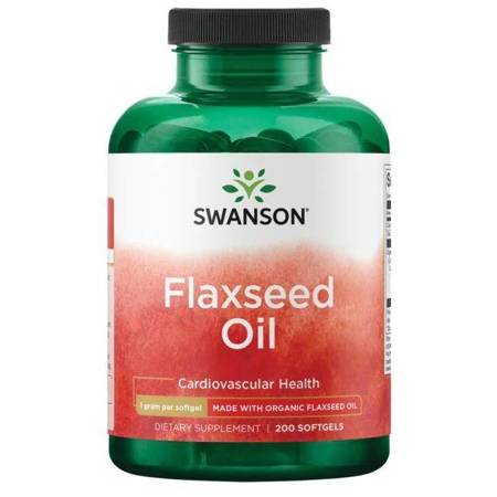Swanson Olej lniany (Flaxseed Oil) 1000 mg 200 kapsułek