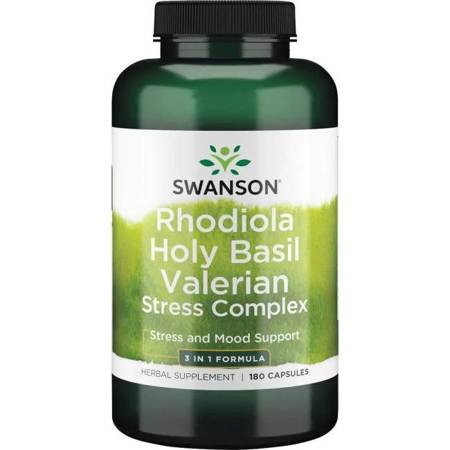 Swanson Rhodiola, Holy Basil i Valerian Stress Complex 180 kapsułek
